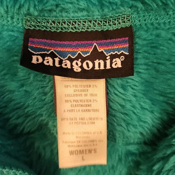 Patagonia R3 Hi-Loft Hoodie Jacket Fleece Turquoise/Teal Green-Blue Full-zip Lrg - Picture 4 of 15